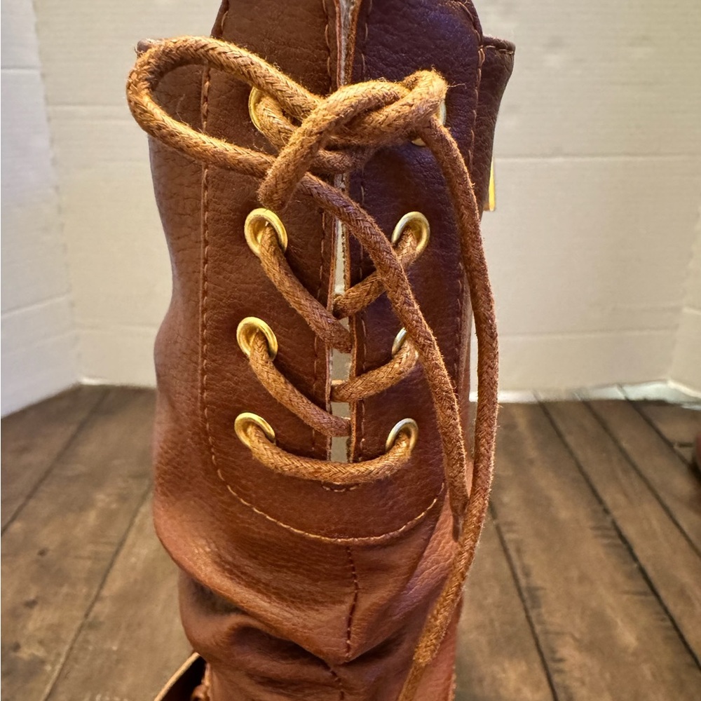 Thalia Sodi Jannice Women's Boots Brown Size 8 Lace Buckle Festival Cottagecore - Picture 10 of 13